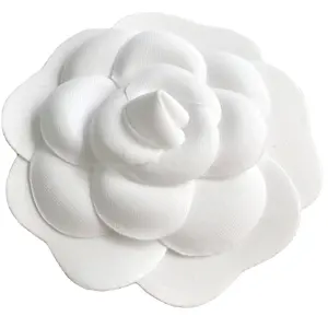 Bán buôn Trắng 7.5cm handmade vải Hoa Camellia giày trang trí hoa nhân tạo Hộp Quà Tặng Gói trang trí