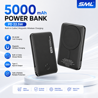 Nouvelle Batterie Externe Magnétique Sans Fil Mini 5000 mAh à Charge Rapide PD22.5W avec Câble Type C Intégré – Fournisseur OEM/ODM Personnalisé