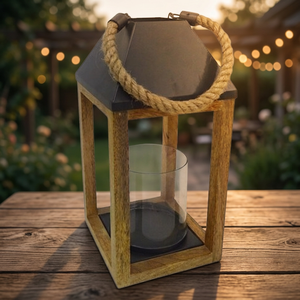 Outdoor Lantern Wood and <b>Rope</b> - Product Image 2