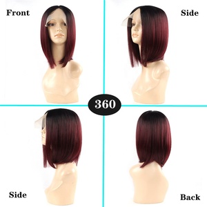 Mà<span class=keywords><strong>u</strong></span> Sắc Khác Nhau Không Có Rối Thẳng Tổng Hợp Tóc Ren Phía Trước Bob Tóc Giả - Product Image 2