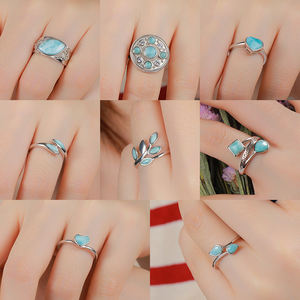 Anillos de Larimar Natural Estilo Eternidad en Plata de Ley 925 Hechos a Mano XYOP, Fabricante Mayorista con Baño de Plata - Product Image 5