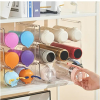 Support de stockage de vin rouge en plastique transparent empilable, support de bouteilles de vin autoportant, organisateur pour bouteille d'eau de réfrigérateur