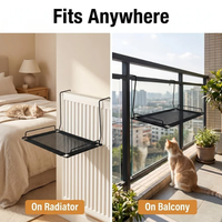 Hamac pour chat en laine douce à suspendre à la fenêtre sans perçage, pour radiateur, balcon, étagère, lit pour animaux de compagnie avec cadre métallique en maille respirante