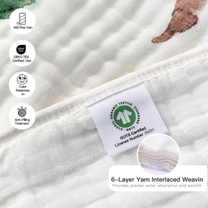 Manta de Muselina Cuadrada Grande <span class=keywords><strong>para</strong></span> Bebé, Fabricada Directamente por el Fabricante Verificado, Personalizada, OEM ODM, Ropa de Cama <span class=keywords><strong>para</strong></span> Guardería - Product Image 2