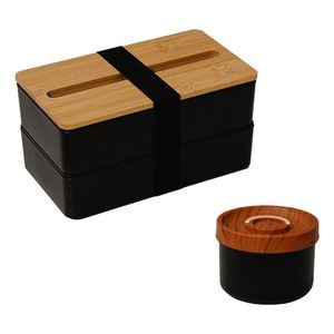 High Quality Custom Logo Reusable Bpa Free Japanese Kid Bento <b>Lunch</b> <b>Box</b> Double Layer <b>Lunch</b> <b>Box</b> With Bamboo Lid - Product Image 4