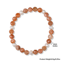 Bracelet Élastique en Perles Facettées de Pierre Gemme Naturelle et Perle d'Eau Douce, Nouvelle Collection, Vente en Gros, avec Aigue-marine Bleue et Pierre de Soleil