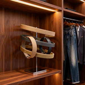 Support d'exposition de ceintures de luxe à 3 niveaux en acier inoxydable, style classique, pour présentoirs et étagères, usage intérieur - Product Image 5