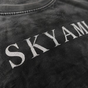 T-shirt gris anthracite vintage 100 % coton avec logo Skyami <span class=keywords><strong>Serif</strong></span> imprimé, lettres graphiques délavées, streetwear, vente en gros personnalisée Metour - Product Image 4