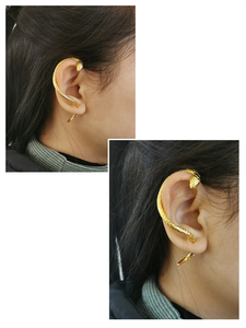 <span class=keywords><strong>Orecchini</strong></span> Hip Hop di Alta Qualità in Ottone Placcato <span class=keywords><strong>Oro</strong></span> 18K, Forma a <span class=keywords><strong>Serpente</strong></span> Avvolgente, Accessori E211230 - Product Image 5