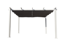 Pergola de jardin extérieure en aluminium avec toit à lamelles rétractable manuel en polyester imperméable 3x4m
