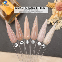 Gel dur brillant à paillettes, sans HEMA ni TPO, gel réfléchissant à paillettes dorées, gel de construction pour extensions d'ongles à paillettes dorées pour salon professionnel