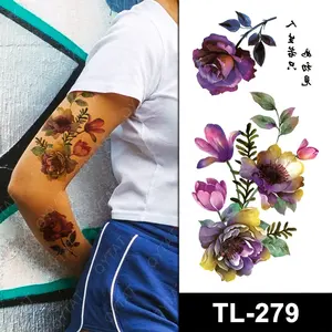 Wasserdichte nackte Frauen Mädchen sexy Körper kunst Rose Designs Aufkleber Tattoos temporäre Blume für Rücken Schulter Arm Hals Bein