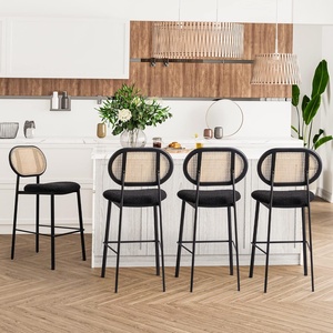 Taburetes de Bar de altura de mostrador Boucle negro contemporáneo Sillas de hierro de isla de cocina Bohemia moderna para aplicación de Bar de comedor de hogar de Hotel - Product Image 2