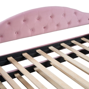 Modern Twin Size Reclining Velvet Tufted Upholstered Daybed Trundle USB/Type-C Charging Ports for Bedroom Living Room Hotel Use - Product Image 5