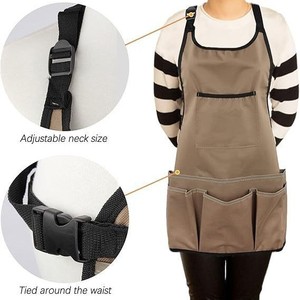 Delantal de lona gruesa impermeable color caqui con múltiples bolsillos para uso en carpintería y electricidad - Product Image 3