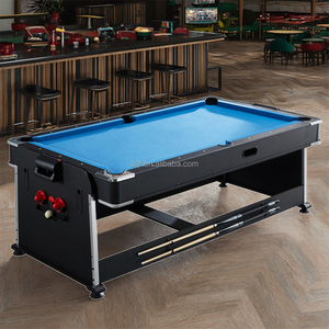 Table de jeu multifonctionnelle rotative 4-en-1 S.Q.F 7 pieds en MDF avec retour de balles, incluant billard, snooker, tennis de table et hockey sur air - Product Image 1