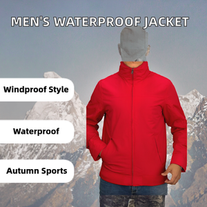 Men's Sporty Outdoor Fleece Bomber <b>Jacket</b> Waterproof Windproof Stand Collar Zipper Closure Washed OEM Service for Autumn - Product Image 3