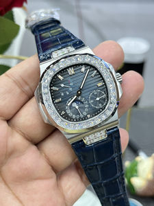 Orologio Subacqueo da Uomo in Moissanite, <span class=keywords><strong>Oro</strong></span> Bianco/Platino, Cinturino in Pelle, Quadrante in Cristallo Zaffiro, Alta Qualità Personalizzabile Multifunzione - Product Image 4