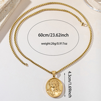 Collar con Colgante de Cabeza de Jesús en Tono Dorado Vintage, Joyería Religiosa Ovalada con Retrato en Relieve para Hombre, Uso Diario y Fiestas, Pedido Personalizado