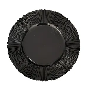 Black Plastic Round Charger Plates Dinnerware Dishes Plates For Wedding Decoration