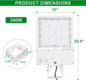 ไฟติดผนังบริเวณ42000LM-Waterproof IP54 5000K ไฟ LED ช่องใส่รองเท้าอลูมิเนียมตัวยึดแบบลื่น100-277V (ติด300W-Yoke) - Product Image 5