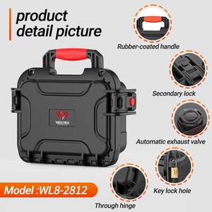 Boîte à outils multifonctionnelle rigide, petite boîte de protection pour équipement, mousse de découpe, étui de sécurité en plastique pour armes à feu avec poignée, <span class=keywords><strong>valise</strong></span> - Product Image 3