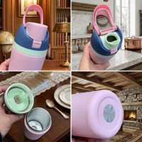 Botella de Agua Portátil Mini de Acero Inoxidable de Doble Pared y Aislamiento de 12oz con Tapa Abatible y Asa para Niños y Mujeres, Venta al por Mayor