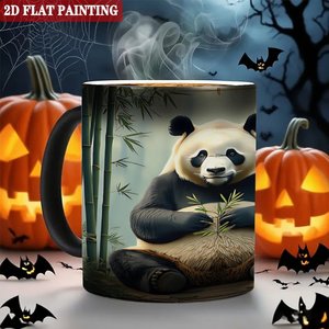 Frosted Black 11oz <b>Ceramic</b> <b>Mug</b> Heat Sensitive Panda Design 2D Flat Painting Cup - Product Image 6