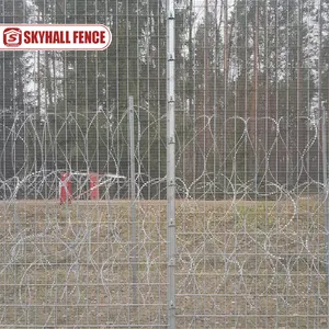 High Security Segmental Fence with Opposite Welded Horizontal Wires for Border Protection