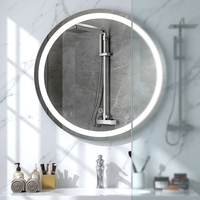 Espejo LED Redondo de Pared con Retroiluminación, Diseño Moderno, Clasificación IP44, Alimentado por Enchufe, para Uso en Baños