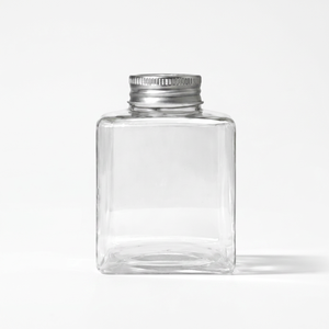 500ml V500-33 Square Transparent Jar with <b>Aluminum</b> Cap Eco-Friendly and Customizable for Candles - Product Image 1