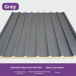 Panneaux en <span class=keywords><strong>aluminium</strong></span> ignifuges et isolants thermiques de grande taille, gris contemporain, à double couche, tuiles de toit en alliage d'<span class=keywords><strong>aluminium</strong></span>, nouveauté - Product Image 5