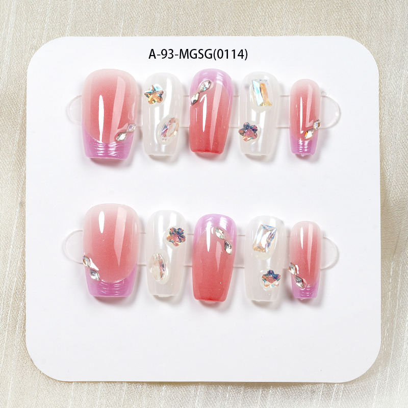 10pcs Handmade Acrylic Press-On Fingernails High Quality Crystal Half Nail Model Charm Customizable 10pc Pack