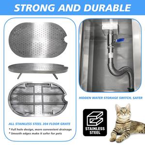 อ่างอาบน้ำสปาสำหรับสัตว์เลี้ยงทำจากสเตนเลสสตีลผลิตภัณฑ์สปาสำหรับปรนเปรอสัตว์เลี้ยงของคุณหรูหราสีตามสั่ง - Product Image 3
