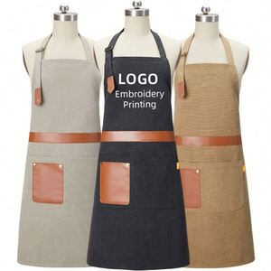 Tablier de cuisine en toile de coton polyester épaissie pour femme, nouvelle collection, vente en gros de vêtements de travail - Product Image 1