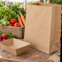 Sacs en papier kraft personnalisés SOS sans poignées pour le marché, emballage alimentaire sur mesure, vente en gros, approvisionnement B2B, commercial