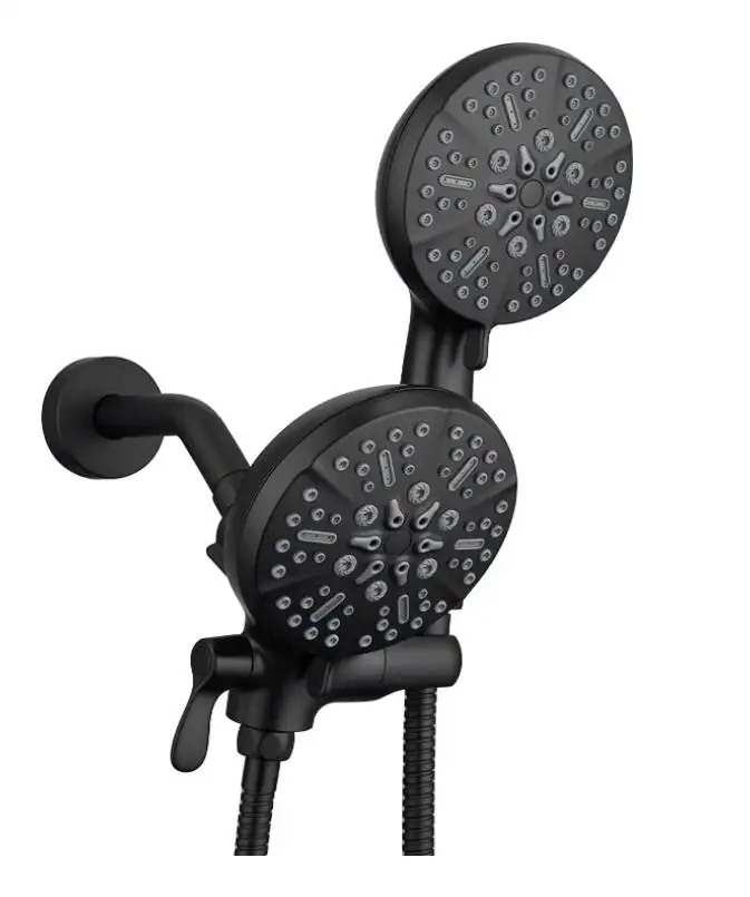 Black Handshower and Rainshower Combo High Pressure Handheld Shower with 3-way Water Diverter Built-in Bracket