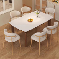 Meubles de salle à manger design moderne d'usine Mobilier de chambre Table à manger en marbre Ensemble de chaises de luxe avec Bsae en bois massif