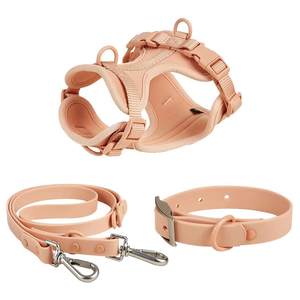 Hot Sell PVC Polyester Luxus Hunde geschirr Set personal isierte wasserdichte Gummi Haustier Halsband Leine verstellbare atmungsaktive Haustier Weste - Product Image 2