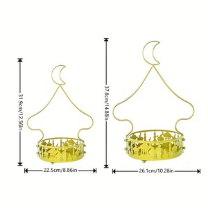 Plateau de service pour bonbons de festival du Moyen-Orient, plateau à fruits secs en métal, décoration d'intérieur, plateau à fruits avec poignée en forme de lune - Product Image 5