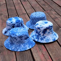 Sombrero de Pescador Teñido a Mano, 100% Algodón, Ala Ancha, UPF50, Teñido con Tintes Vegetales, Estilo Étnico Retro, Unisex