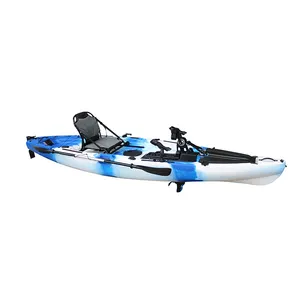 12'ft tek Pedal ayak sürücü balıkçılık Kayak Sit-On-Top Kayak pedalı ile göl nehir gezileri için dalgıçlar için HDPE LLDPE yapılmış