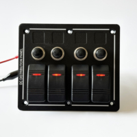 Panneau de distribution DC 12V/24V en aluminium avec interrupteurs à bascule 1/3/4/6/8 voies et disjoncteur pour applications marines, camions et motos