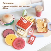 Ensemble de nourriture en bois personnalisé avec logo pour enfants, jouet éducatif Montessori pour faire des burgers, des frites, des sandwichs et des petits-déjeuners