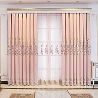 Rideaux de chambre rose en gros, design luxueux, rideaux en tissu brodé pour le salon