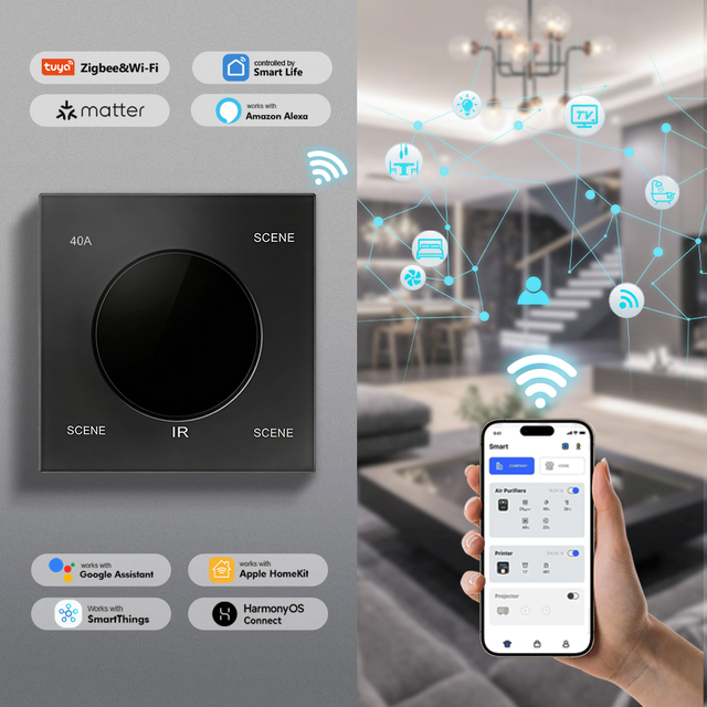 Smart Switch 20A 4400W WIFI High Power Wireless Bluetooth Mesh Tuya Zigbee Smartlife Remove Control for Heavy Duty Appliances