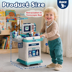 Ensemble de 37 jouets de docteur pour enfants, jeu d'imitation préscolaire, trousse médicale avec lumière et son, <span class=keywords><strong>valise</strong></span> portable pour enfants - Product Image 2