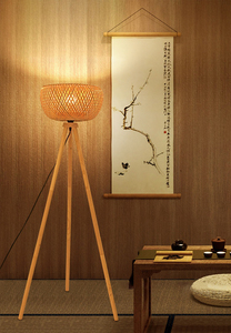 Abat-jour style tissage bambou japonais <span class=keywords><strong>et</strong></span> trépied en <span class=keywords><strong>bois</strong></span> <span class=keywords><strong>lampadaire</strong></span> tissé bambou - Product Image 6