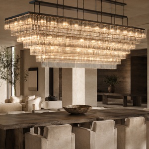 Lámpara de techo de lujo con tiras de cristal de varias capas, estructura de hierro estable para proyectos de ingeniería, decoración de mesa de comedor de villas. - Product Image 3