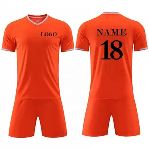 Oranje Voetbal Jersey Sets T-shirt Shorts Thaise Kwaliteit Sport Kleding Originele Uniform Voetbal Kit Club Fabriek Groothandel